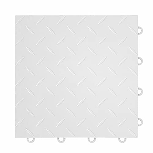 Nitro Tiles by FlooringInc 12" x 12" Interlocking Garage Floor Tiles, Diamond Pattern Heavy Duty Polypropylene Flooring, Modular Snap-Together Non-Slip Floor Tile, Arctic White, 1-Pack (1 Sq Ft) - color: Arctic White, size: 1 Tile (1 Sq/Ft)