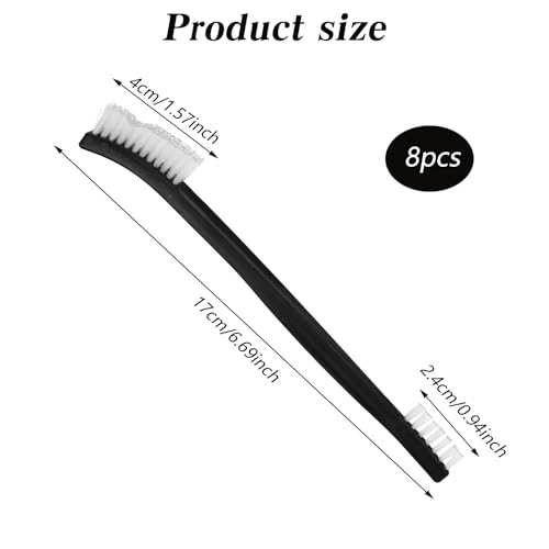 10PCS Double Ended Nylon Cleaning Brushes, Small Brush for Detail Cleaner Double-Ended Detail Clean Brush Set Crevice Cleaning Tool -Black & Transparent Nylon Brushes for Jewelry Cars Tight Spaces