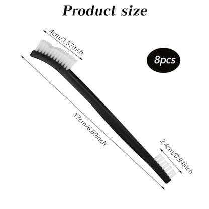 10PCS Double Ended Nylon Cleaning Brushes, Small Brush for Detail Cleaner Double-Ended Detail Clean Brush Set Crevice Cleaning Tool -Black & Transparent Nylon Brushes for Jewelry Cars Tight Spaces