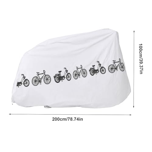 Water-proof Bike Cover 200x100cm - PEVA All-Weather Protector for bike, Scooter & Motorbike(White)