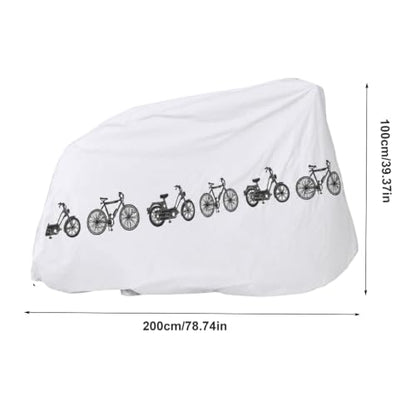 Water-proof Bike Cover 200x100cm - PEVA All-Weather Protector for bike, Scooter & Motorbike(White)