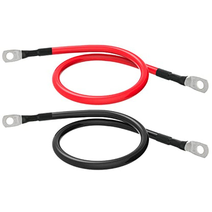 6 AWG Battery Cables 6 Gauge Battery Power Inverter Cable with 5/16 Inch Tinned Copper Lugs Both Ends for Solar Marine Boat RV Car Motorcycle 2 pcs (1FT) - size: 1FT