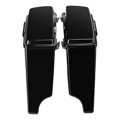 XMT-MOTO Stretched Hard Saddlebags Saddle bags for Harley 1994-2013 Touring models road glide, road king, ultra, street glide, electra glide and 1984-2017 Softail models,Gloss Black/Black Latches - color: Gloss Black/Black Latches, size: Stretched
