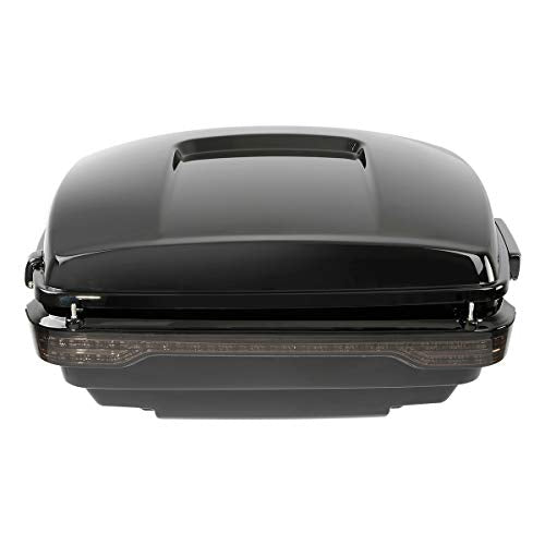 King Trunk W/Black Latches Backrest Chrome Luggage Rack LED Light For Harley Touring 2014-2023 - color: W/ Black Latches Smoke Lens LED Light