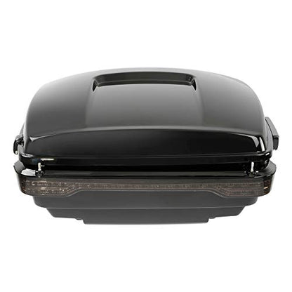 King Trunk W/Black Latches Backrest Chrome Luggage Rack LED Light For Harley Touring 2014-2023 - color: W/ Black Latches Smoke Lens LED Light