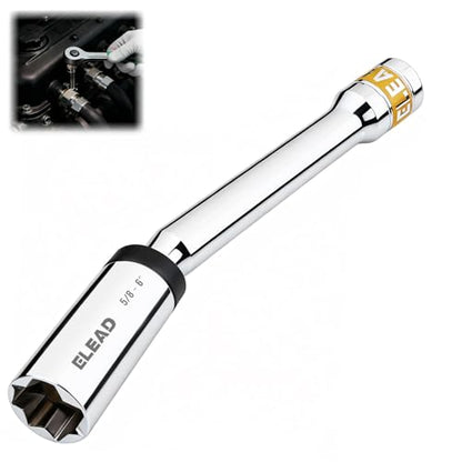 ELEAD 5/8" Swivel Magnetic Spark Plug Socket, 3/8" Drive x 6" Total Length, Thin Wall Spark Plug Removal Tool, 360 Degree Swivel, Enhanced Magnetic, 6-Point Design, Cr-V Steel - size: 5/8" x 6"