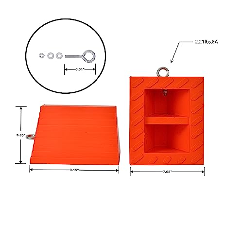 Wheel Chocks, Heavy Duty Wheel Chock with Handle，Rubber Wheel Chocks for Boat Trailers, RV, Truck, Camper, 2 Pack (Orange) - color: ORANGE-2