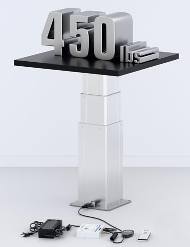 DIHOOL Electric Lift Table, Motorized Lifting Column, Heavy Duty 450Lbs, 14.6" to 30.1" Height Adjustable Table Leg, RV Telescoping Lifting Platform, Wireless Remote & APP Control - color: 14.6"-30.1" Height