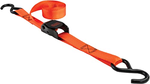 BLACK+DECKER BDX1004 Black/Orange 1" x 10' Cam-Buckle Tie Down Straps - 300 lb Safe Working Load / 900 lb Break Strength, 4 Count (Pack of 6) - size: 1" x 10' (Pack of 6)