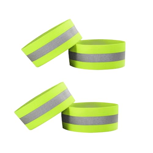 4 PCS Reflective Wrist Strap 4x1.5cm Safety Gear Reflective Wristbands High Visibility Ankle Bands Reflector Armband Self-Adhesive Reflective Bands for Walking,Night Sports Fluorescent Green - color: Fluorescent Green, size: 4x1.5cm