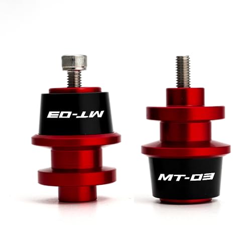 MOWOK Fit For YAMAHA MT03 MT-03 2015 2016 2017 2018 2019 2020 2021 2022 2023 2024 2025 Motorcycle Accessories 6MM Swingarm Spools Slider M6 Stand Screws (Red) - color: Red