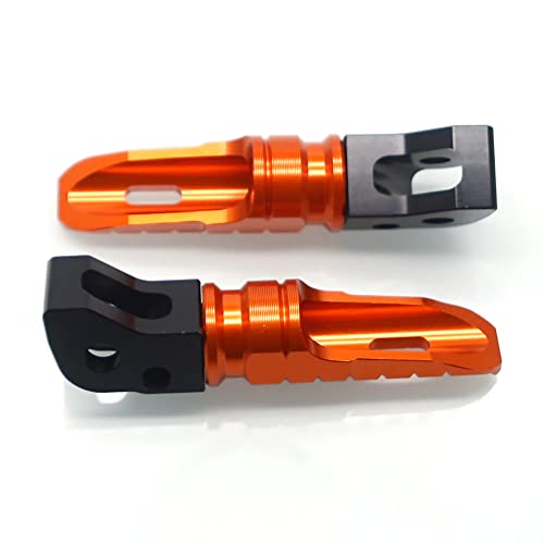 MZS Motorcycle Foot Pegs, Aluminum Rear Passenger Footpegs Footrest Rest Pedal Orange Compatible with 200 250 390 401 Models - size: 390, 401, 200, 250 Models