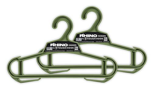 Rhino Tough Hook Heavy Duty Clothes Hangers – USA-Made Military Grade Coat Hanger for Body Armor & Jacket – 200-lb Capacity Suit Hangers for Heavy Apparel, 2 Foliage - color: Foliage, size: Pack of 2 (Original)