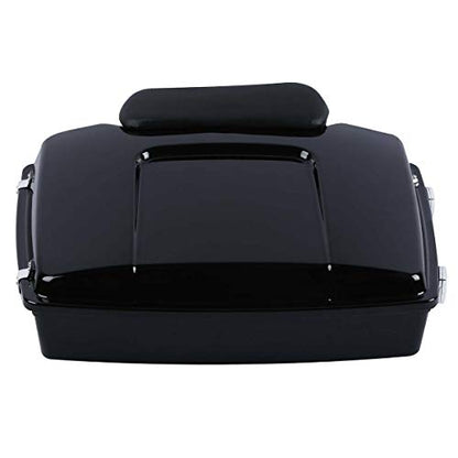 TCMT 5.5" Razor Motorcycle Trunk Box Backrest Pad Metal Base Plate Fit For Harley Touring 2009-2013 Road Glide Road King Street Glide Pack - color: Chrome Lacthes Trunk+Backrest+Plate