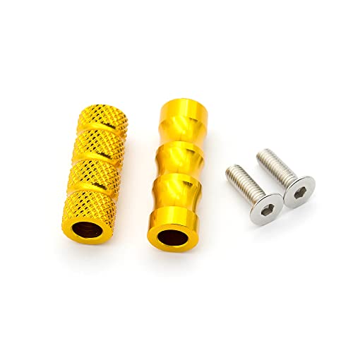 PROCNC 6mm Motorcycle Knurled Shifter Peg Anti-Skid Gear Shift Brake Lever Foot Pegs Pedal Hole Footrests Footpeg Rearsets For Suzuki Yamaha Kawasaki Bmw (Gold) - color: gold