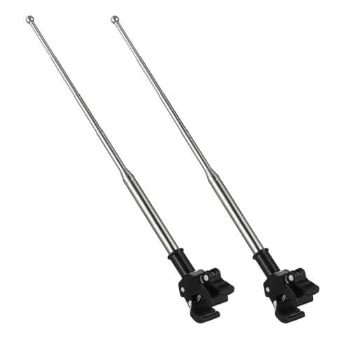 2Pcs Bike Flag Pole, 63in Adjustable Motorcycle Bicycle Flagpole, Stainless Steel Outdoor Telescopic Golf Cart Flagpole Stand for Mountain Road Bike Off-Road Accessories