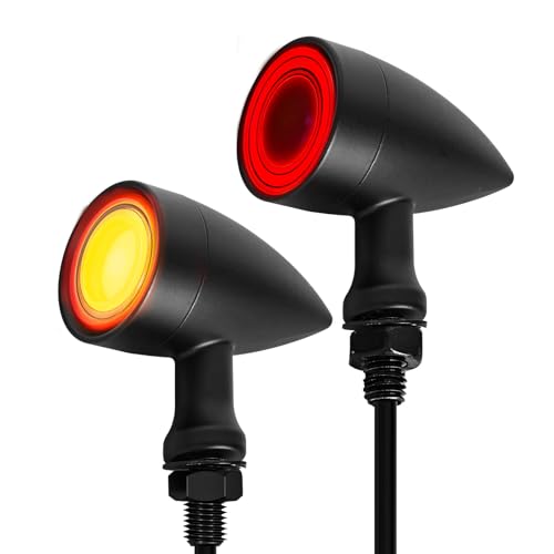 Motorcycle LED Turn Signals - 2PCS Black Bullet Rear Blinkers Indicator Motorcycle Tail Lights Compatible with Honda Yamaha Suzuki Kawasaki Harley Sportster Dyna - color: Black(Rear)