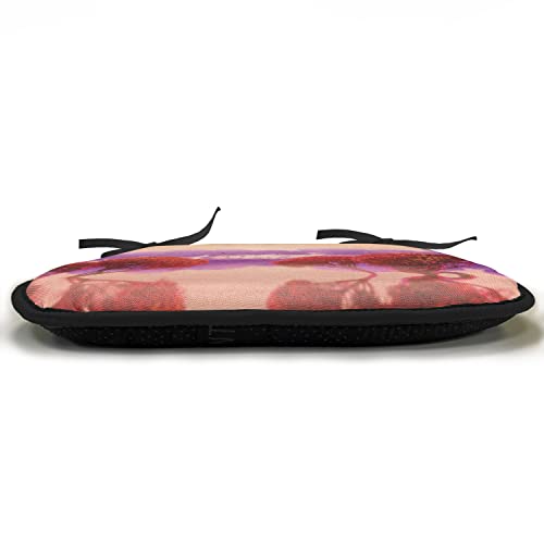 Lunarable Magic Chair Cushion Pad, Peaceful Landscape with Japanese Trees and Surreal Futuristic Nature Picture, Seat Padding for Kitchen & Patio with Anti-Slip Backing, 16"x16", Red Purple - color: Red Purple, size: Pack of 1