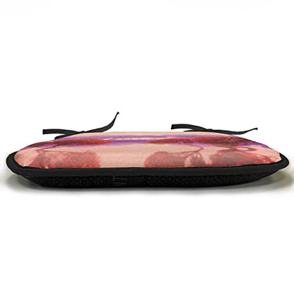 Lunarable Magic Chair Cushion Pad, Peaceful Landscape with Japanese Trees and Surreal Futuristic Nature Picture, Seat Padding for Kitchen & Patio with Anti-Slip Backing, 16"x16", Red Purple - color: Red Purple, size: Pack of 1