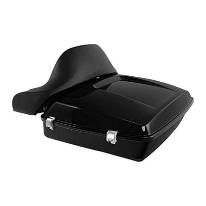 TCMT Chopped Motorcycle Trunk Box Backrest Detachable Mounting Rack Base Plate Fit For Harley Touring 1997-2008 Road King Road Street Electra Glide Pack - color: Set C1 Chrome Latches#Black Rack+Plate