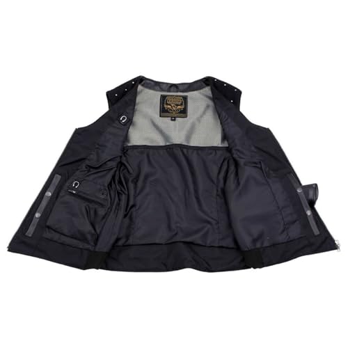 Milwaukee Leather Women's Classic Biker Vest - Premium Leather, Zipper Front, Concealed Carry, Rider Fit Design - color: Black-black, size: XX-Large