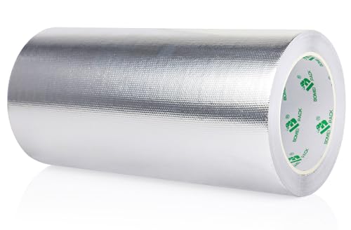 BOMEI PACK Adhesive Aluminum Foil Heat Shield Tape 9inch x 66ft Barrier Fiberglass Thermal Insulation Reflective Material High Temp Protectionn,1 Pack - size: 9inch x 66ft