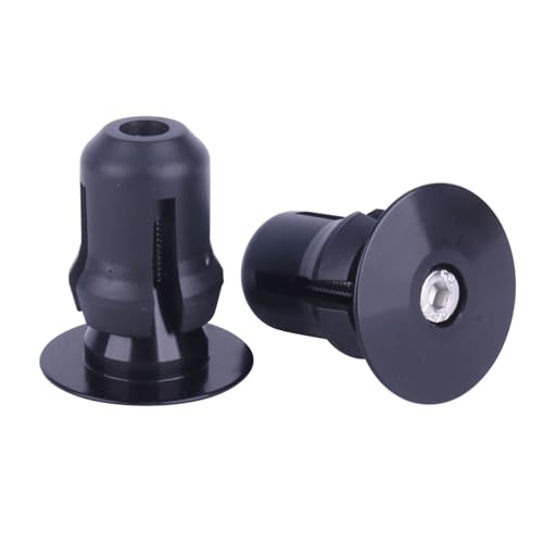 2 Pcs Aluminum Bike Handlebar End Plugs for Road Mountain Bike Handlebar Caps (Black) - color: Black