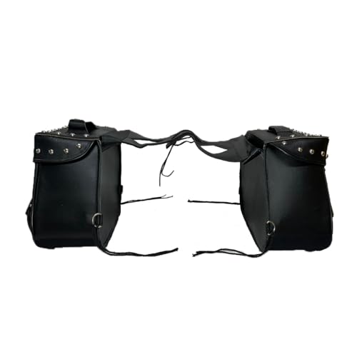 Motorcycle Saddlebags, 33L Large Capacity Saddle Bags Motorcycles, Genuine Leather Motorcycle Luggage Bag, Universal Motorcycle Throw Over Saddlebag, Black, HD-SAD551S