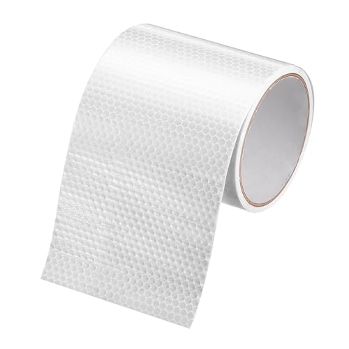 MECCANIXITY Reflective Tape, 4" x 10 Ft Night Safety Caution Warning Tapes Adhesive Tapes Waterproof PVC Marking Stickers for Trailers Motorcycle Steps Floor Boats Floor, White - color: White, size: 4 Inch x 10 Ft