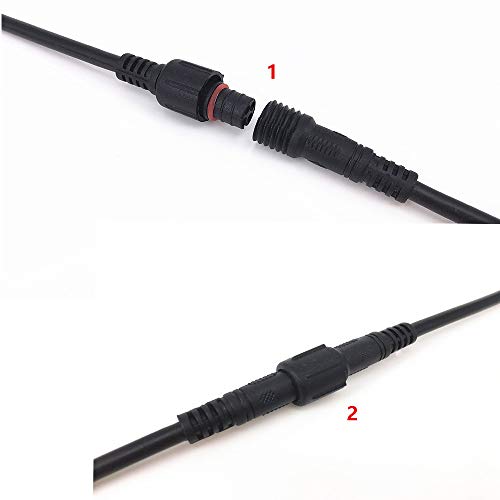 6 Pairs Pack Black Pigtail Plastics Waterproof 2 cores Waterproof Connection Cable with Plug and Socket Connector Adapter 2 pins 2 pin Plug LED Light Bars led connctor Waterproof Connector