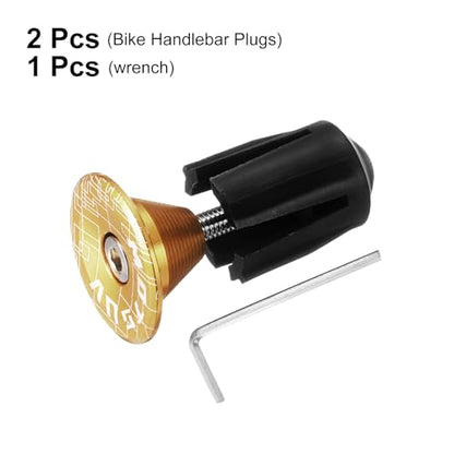 HARFINGTON Bike Handlebar End Plugs Aluminum Bar End Caps 16-21mm Adjustment Expanding Locking with Tool for MTB Road BMX Fixed Gear Bike, Gold - color: Gold