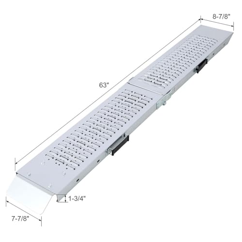 63" L Folding Steel Loading Ramps 950 lbs Capacity (Pack of 2), Heavy Duty Galvanized Ramps with Safety Straps & Gloves, Portable Non-Slip Ramps for ATV, Motorcycle, Lawn Mower, Tractor