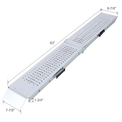 63" L Folding Steel Loading Ramps 950 lbs Capacity (Pack of 2), Heavy Duty Galvanized Ramps with Safety Straps & Gloves, Portable Non-Slip Ramps for ATV, Motorcycle, Lawn Mower, Tractor