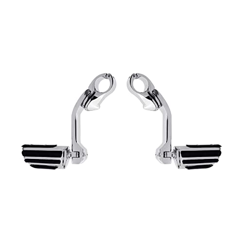XFMT Motorcycle Highway Pegs 1.25" Long Angled Adjustable Highway Footpeg Footrest Fit For Harley Touring Road King Street Glide Electra Glide Softail Sportster with 1 1/4" Engine Guard, Chrome - color: Chrome Style 5, size: Long Angled