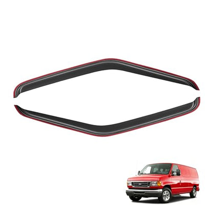 in-Channel Window Visor for 1992-2006 Ford E-150 E-250 E-350 E-450 E-550/ E150 E250 E350 E450 E550, Rain Guards Shields Vent Deflector Shade Wind Dark Smoke for 92-96 Ford Econoline Van, 2PCS - style: For 1992-2006 | Ford E150/ E250/ E350/ E450/ E550 | In