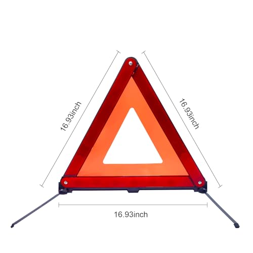 gunhunt Pack-1 Standard Warning Triangles, Reflective Triangle Emergency Warning, Foldable Safety Triangle, Roadside Hazard Sign, Universal Triangular Warning Signs for Cars (Red)