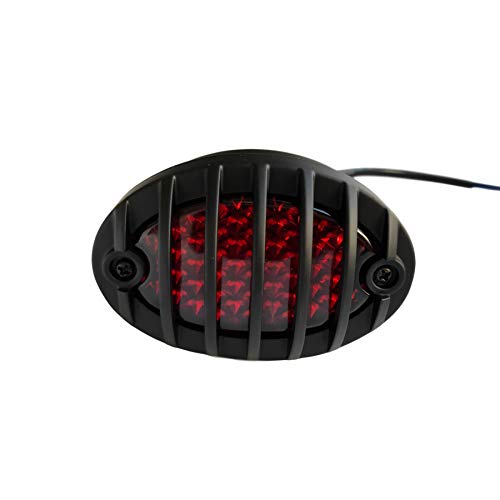 FATECIM Motorcycle Custom Oval-shaped LED Tail Light Cat Eye Rear Running Light Brake Light Stop Light Red Lens Integrated License Plate Lamp Universal Fit for Motorcycle/Cruisers/Bikes (Black) - color: Black/Red
