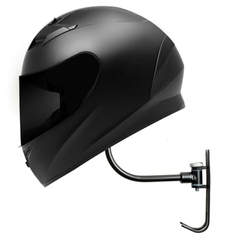 Motorcycle Helmet Rack, Black Wall Mounted Holder - 3 Pack with Metal Hook Hanger for Gear and Accessories, adult