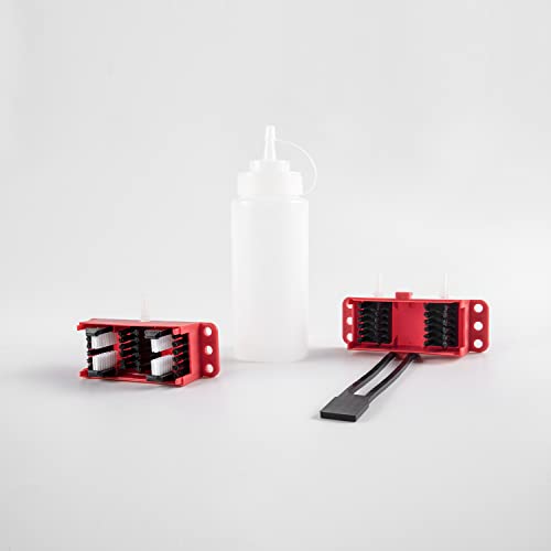 Motorcycle Chain Cleaning Machine Kit Lube Device Lubricating Accessory Chain Maintenance Brush Gear Cleaner Tool Washing Chains Cleaner Fits for All Model (Red) - color: Red