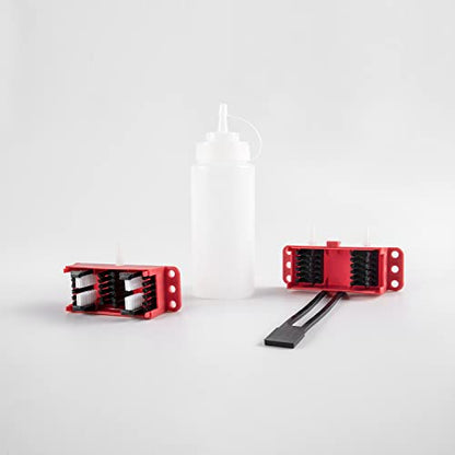 Motorcycle Chain Cleaning Machine Kit Lube Device Lubricating Accessory Chain Maintenance Brush Gear Cleaner Tool Washing Chains Cleaner Fits for All Model (Red) - color: Red