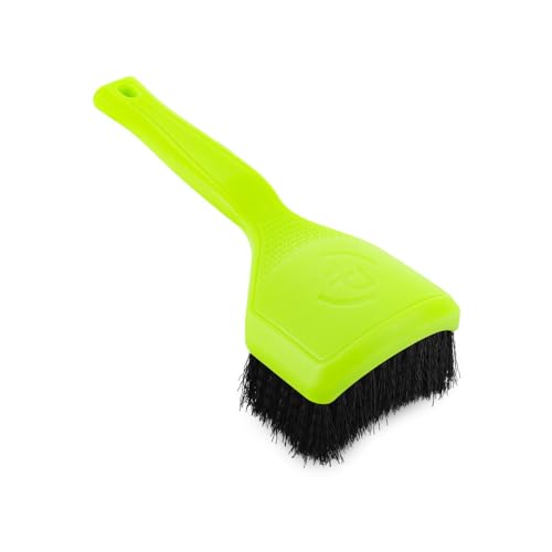 Detail Factory Motorcycle Curved Tire Brush – Ergonomic Grip & Stiff Bristles for Deep Tire Cleaning – Curved Head for Motorcycles, ATVs & Bicycles – Ectoplasm - color: Ectoplasm