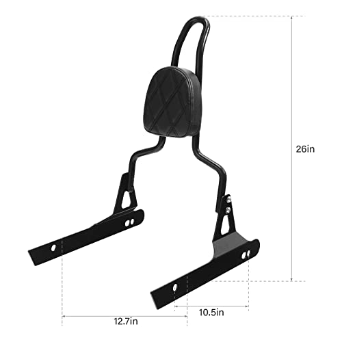 TCT-MOTORPARTS Black Detachable Passenger Backrest Sissy Bar Fits for Harley Dyna Street Bob 2006-2017