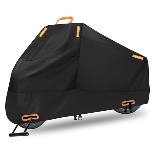 Motorcycle Cover Waterproof: Durable Heavy Duty Motorcycle Cover with Windproof and Security System - Fits up to 104 Inch Large Motorcycle (300D) - size: 300D - 104 Inch
