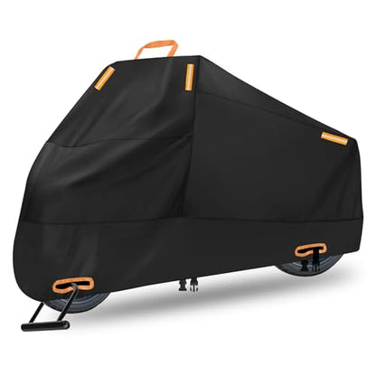 Motorcycle Cover Waterproof: Durable Heavy Duty Motorcycle Cover with Windproof and Security System - Fits up to 104 Inch Large Motorcycle (300D) - size: 300D - 104 Inch