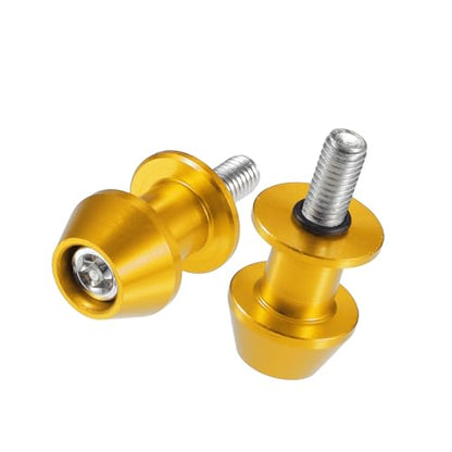 1 Pair Swingarm Spools, 8mm M8x1.25 CNC Swing Arm Spools Sliders Stand Universal for Motorcycle Durable Aluminum Gold Tone Stable
