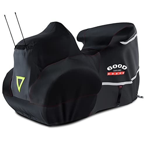 Motorcycle Cover with Side+Top Box Heavy Duty 600D Waterproof for Touring Models Harley Davidson Ultra Limited,Road Glide Limited, Gold Wing,Road Master,Indoor & Outdoor Storage Black - color: Black, size: Side+Top box