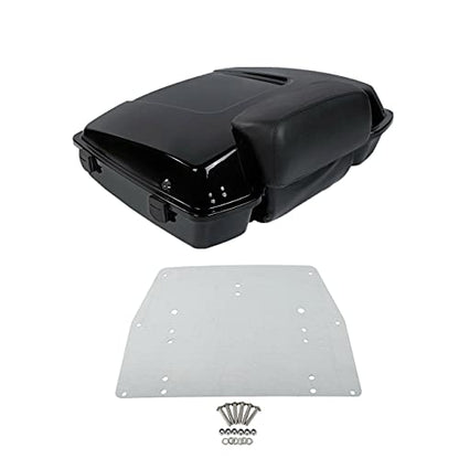 TCMT 5.5" Razor Motorcycle Trunk Box Backrest Pad Metal Base Plate Fit For Harley Touring 2009-2013 Road Glide Road King Street Glide Pack - color: BLack Lacthes Trunk+Backrest+Plate