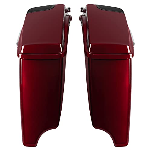 HR3 Velocity Red Sunglo (Pinstripe) 4" Stretched Hard Saddlebags w/Speaker Lids Compatible with 2017 Road Glide Special FLTRXS Street Glide Special FLHXS (Replace for OEM) - color: Velocity Red Sunglo (Pinstripe)