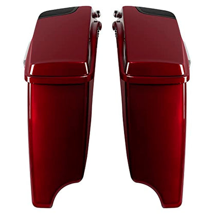 HR3 Velocity Red Sunglo (Pinstripe) 4" Stretched Hard Saddlebags w/Speaker Lids Compatible with 2017 Road Glide Special FLTRXS Street Glide Special FLHXS (Replace for OEM) - color: Velocity Red Sunglo (Pinstripe)
