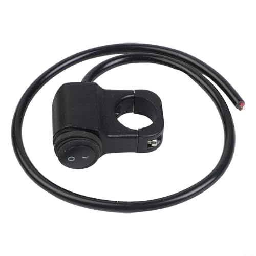 Handlebar Switch,Aluminum Alloy Motorcycle Handlebar Headlight ON/OFF Switch, 2-Wire Waterproof 12-60V for Auxiliary Lights, Black/Silver, 22mm Clamp(Black)